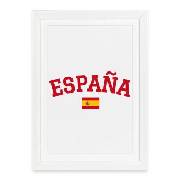 Drapeau espagnol : dessin rouge - Affiche encadrée (27 × 37 cm) - blanc - Devant