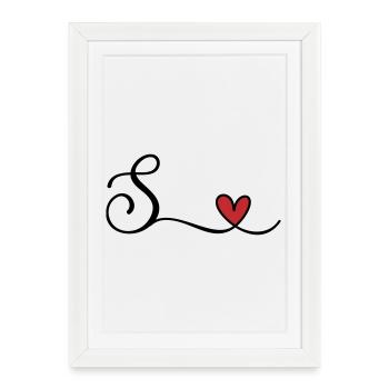 Monogramme de la lettre S avec cœur - Affiche encadrée (27 × 37 cm) - blanc - Devant