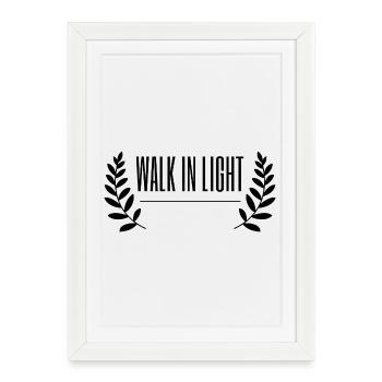 Couronne de laurier rétro Walk In Light - Affiche encadrée (27 × 37 cm) - blanc - Devant