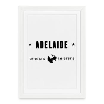 Adelaide Australia Coordinates Gps Globe - Framed poster (27 × 37 cm) - white - Front
