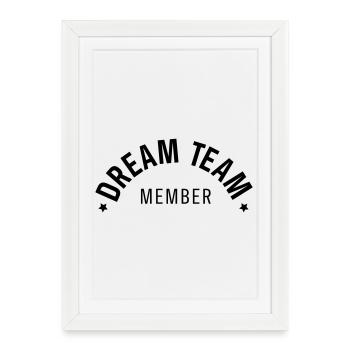 Cadeau texte courbé pour membre de la Dream Team - Affiche encadrée (27 × 37 cm) - blanc - Devant