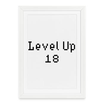Level Up - 18e anniversaire - Affiche encadrée (27 × 37 cm) - blanc - Devant