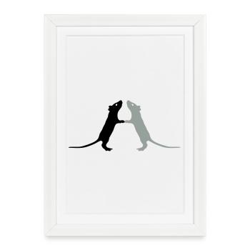 Rats - Affiche encadrée (27 × 37 cm) - blanc - Devant