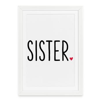 Sister coeur - famille de frères et sœurs cadeau - Affiche encadrée (27 × 37 cm) - blanc - Devant