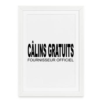 Câlins gratuits - Fournisseur Officiel - Affiche encadrée (27 × 37 cm) - blanc - Devant