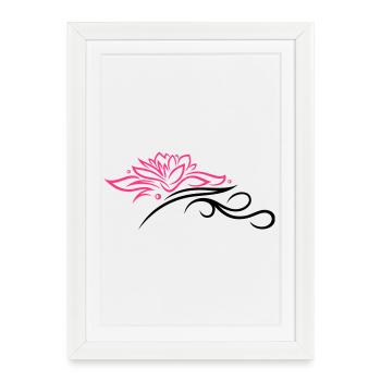 Large lotus flower with small tribal. - Framed poster (27 × 37 cm) - white - Front