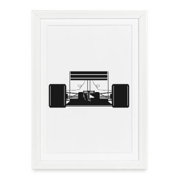 Voiture de formule arrière Voitures de course Symbole de course - Affiche encadrée (27 × 37 cm) - blanc - Devant