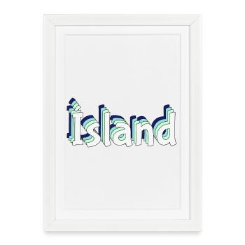 Islande – Lettrage tropical 3D - Affiche encadrée (27 × 37 cm) - blanc - Devant