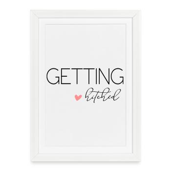 Getting Hitched! Personalisierbar - Gerahmtes Poster (27 × 37 cm) - Weiß - Vorne