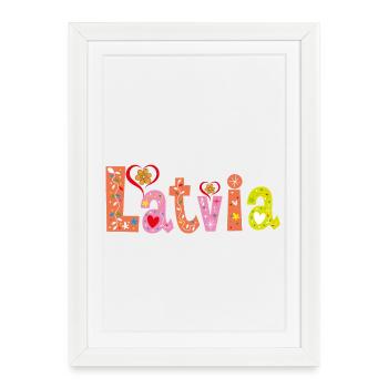 Nom personnalisé Lettonie - Affiche encadrée (27 × 37 cm) - blanc - Devant