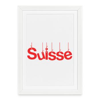 SUISSE. PAYS. GENEVE. SUISSE. HUMOUR. PAYS - Affiche encadrée (27 × 37 cm) - blanc - Devant
