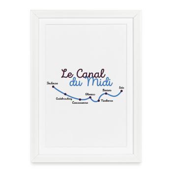 Canal du midi villes - Affiche encadrée (27 × 37 cm) - blanc - Devant