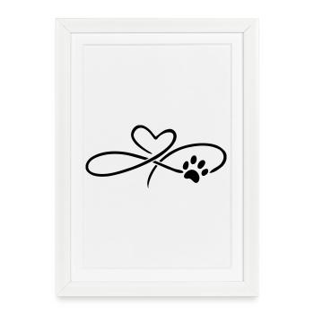 Infinity Heart with Paw Dog Cat - Framed poster (27 × 37 cm) - white - Front
