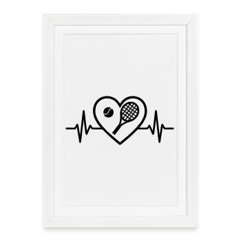 Tennis Cœur - Affiche encadrée (27 × 37 cm) - blanc - Devant