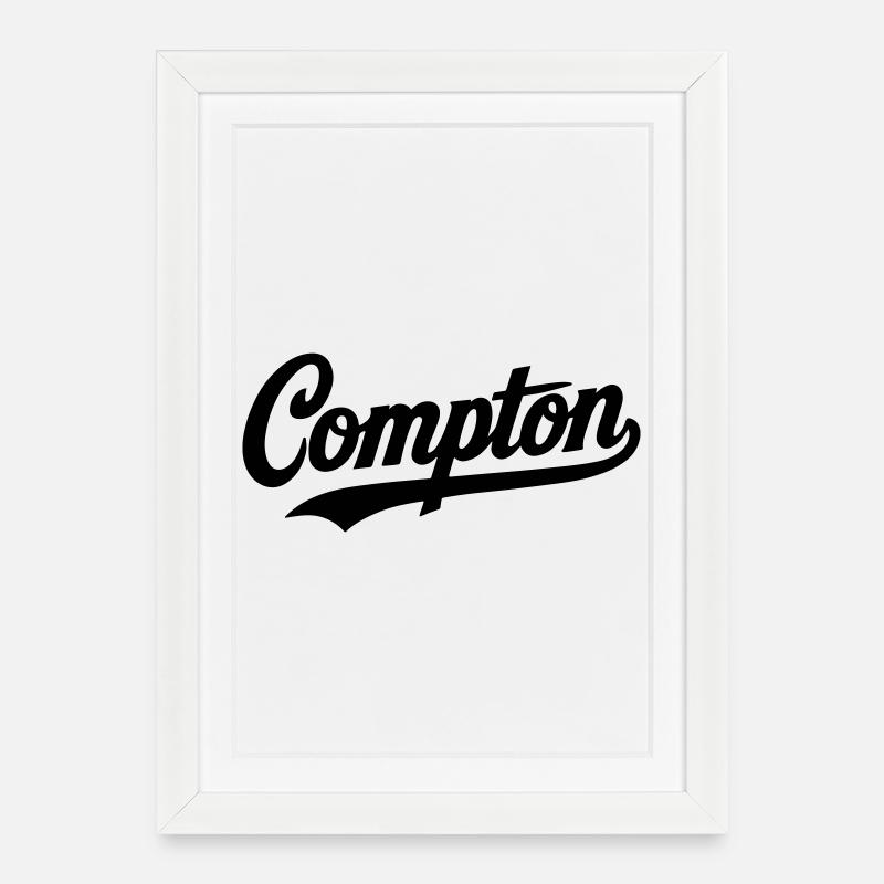 Compton Shirt Retro Vintage Old school Rap hip hop - Gerahmtes Poster (27 × 37 cm) - Weiß
