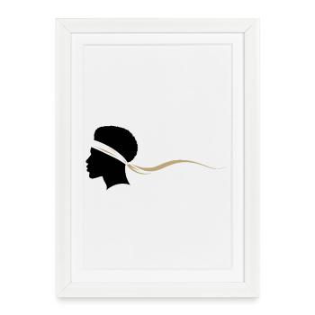 Afro minimaliste noir et blanc - Affiche encadrée (27 × 37 cm) - blanc - Devant