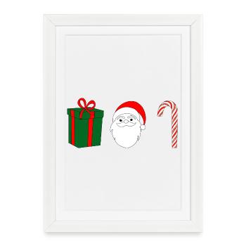 Cadeau de joie de NoëlSanta Candy Cane - Affiche encadrée (27 × 37 cm) - blanc - Devant