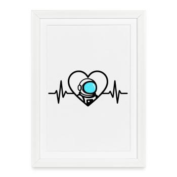 Casque Cosmos de voyage dans l’espace Astronaute Heart - Affiche encadrée (27 × 37 cm) - blanc - Devant