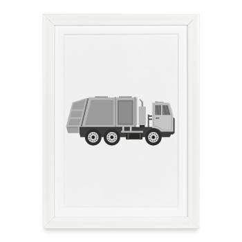 Garbage truck - Framed poster (27 × 37 cm) - white - Front