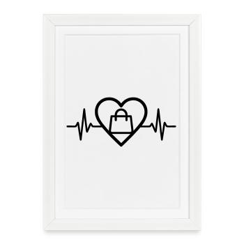 Heart + Shopping – Shopping Fan - Framed poster (27 × 37 cm) - white - Front