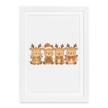 Rennes pour hommes, femmes et enfants – Noël - Affiche encadrée (27 × 37 cm) - blanc - Devant
