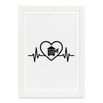 Heart beekeeper beehive - Framed poster (27 × 37 cm) - white - Front