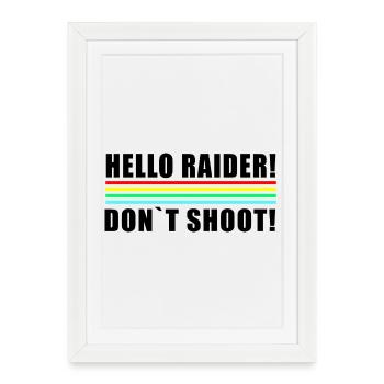 Hello Raider Neon Stripes in Retro Colors don't shot - Framed poster (27 × 37 cm) - white - Front