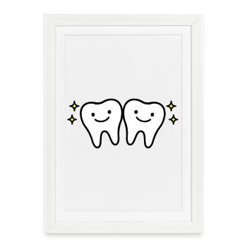 Dent mignonne - Affiche encadrée (27 × 37 cm) - blanc - Devant