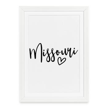 Missouri Heart Women’s Love Missouri - Affiche encadrée (27 × 37 cm) - blanc - Devant