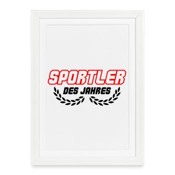 Lettrage sportif en contour rouge - Affiche encadrée (27 × 37 cm) - blanc - Devant