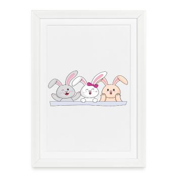 Happy Bunny Trio - Framed poster (27 × 37 cm) - white - Front