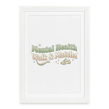 Matcha Walk Tea Walk Tendance Thé vert - Affiche encadrée (27 × 37 cm) - blanc - Devant