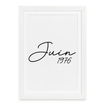 1976 Anniversaire Juin 1976 cadeau Juin 1976  - Affiche encadrée (27 × 37 cm) - blanc - Devant