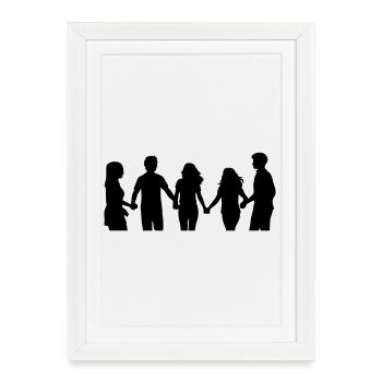 People Group Silhouette Friends Team Together - Framed poster (27 × 37 cm) - white - Front