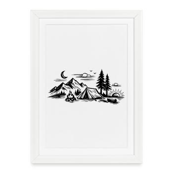 Tente de camping - Affiche encadrée (27 × 37 cm) - blanc - Devant
