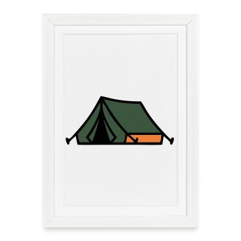 Tent Camping Summer Camp Scout Outdoor - Framed poster (27 × 37 cm) - white - Front