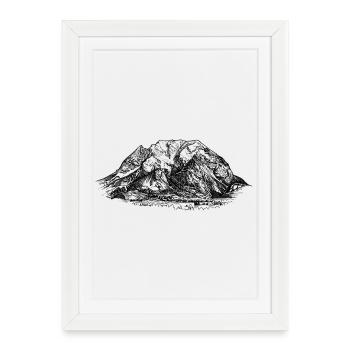 Silhouette de la montagne Grimming Ennstal | Classiques alpins - Affiche encadrée (27 × 37 cm) - blanc - Devant