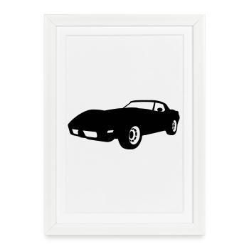 US Classic Car Corvette - Affiche encadrée (27 × 37 cm) - blanc - Devant