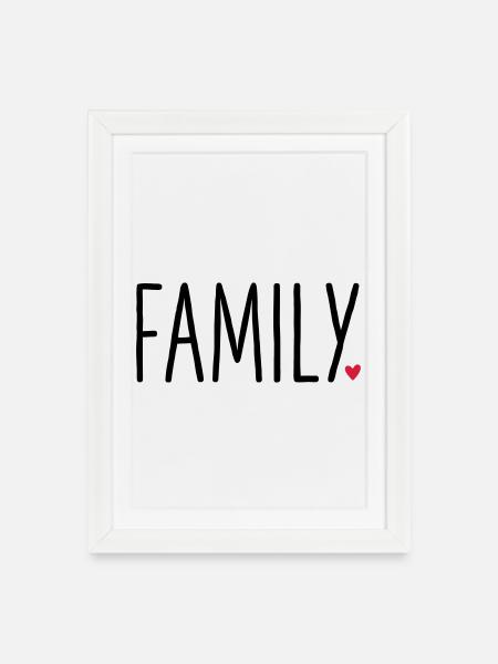 Family Heart - Partenaire cadeau Look Enfant amour - Affiche encadrée (27 × 37 cm) - blanc