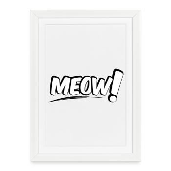 MEOW Miau Cat - Framed poster (27 × 37 cm) - white - Front