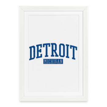 Arc de l’équipe universitaire de Detroit, Michigan - Affiche encadrée (27 × 37 cm) - blanc - Devant