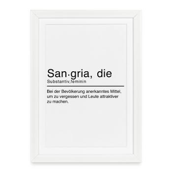 Sangria Duden Spruch Lustig Schwarz - Gerahmtes Poster (27 × 37 cm) - Weiß - Vorne