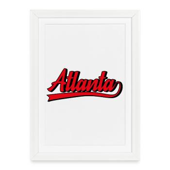 Lettrage Atlanta Style Rétro Rouge - Affiche encadrée (27 × 37 cm) - blanc - Devant