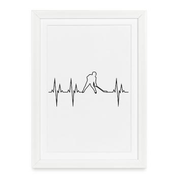 Hockey sur glace électrocardiogramme ECG Hockey - Affiche encadrée (27 × 37 cm) - blanc - Devant