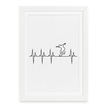 Skateboard électrocardiogramme ECG Skate Board - Affiche encadrée (27 × 37 cm) - blanc - Devant