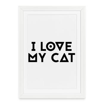 J’aime mon chat - Affiche encadrée (27 × 37 cm) - blanc - Devant