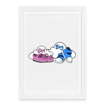 Illustration de paire de chaussures fille-garçon - Affiche encadrée (27 × 37 cm) - blanc - Devant