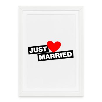 Just Married - pour les jeunes et les vieux couples mariés - Affiche encadrée (27 × 37 cm) - blanc - Devant