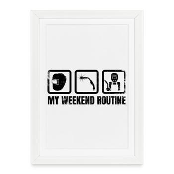 Ma routine du week-end - Affiche encadrée (27 × 37 cm) - blanc - Devant