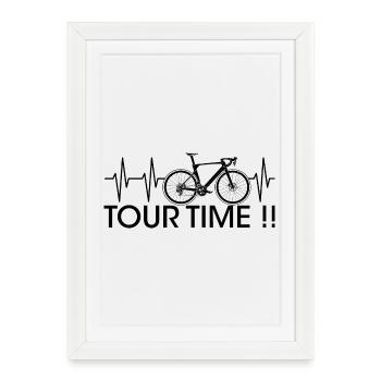 Tour Time Vélo de route Vélo de gravier Icône de pulsation de battement de cœur - Affiche encadrée (27 × 37 cm) - blanc - Devant